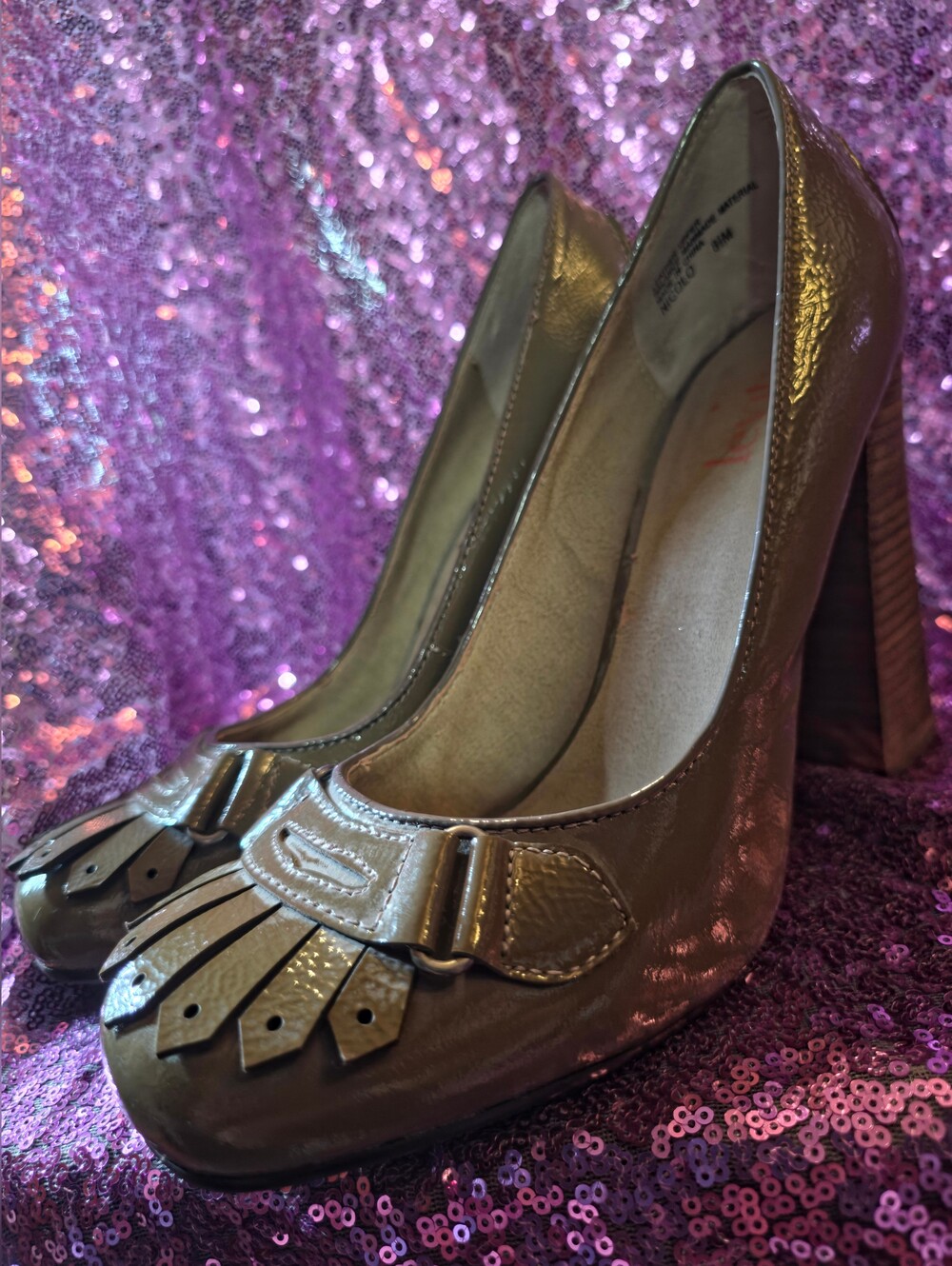 LEVITY Block heels Green Patent Leather NICOLO Sz8.5